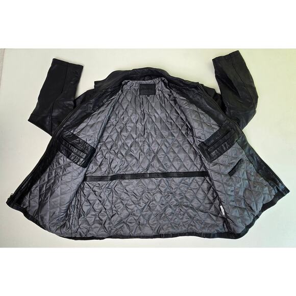 George Black Genuine Leather Jacket Insulated Quilted Lined Full Zipper Men's XL - Picture 2 of 7